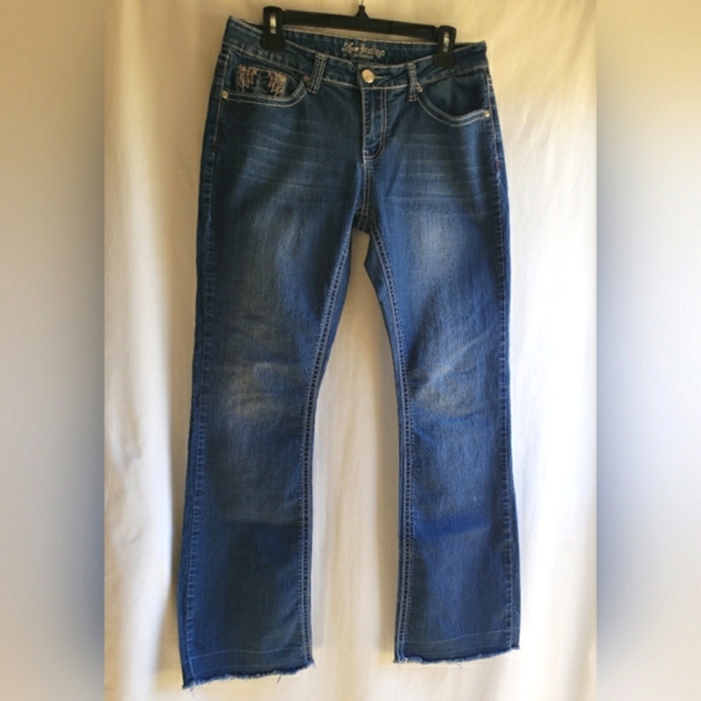 Love Indigo Premium Embroidered/ Sequins Pocket Leg Dark Wash Jeans Sz:10
